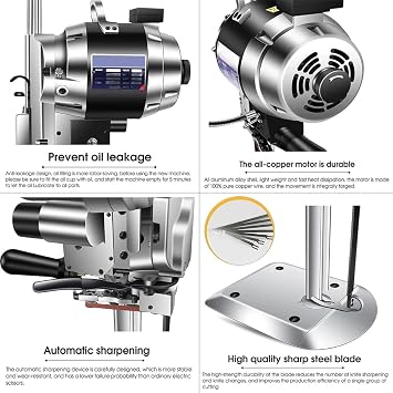 Electric Fabric Cutting Machine,6/8/10 Inch Vertical Fabric Straight Knife Cutter,1100w Industrial Fabric Cutting Machine,Vertical Electric Scissors,for Fabric Clothing Leather Paper(6in)