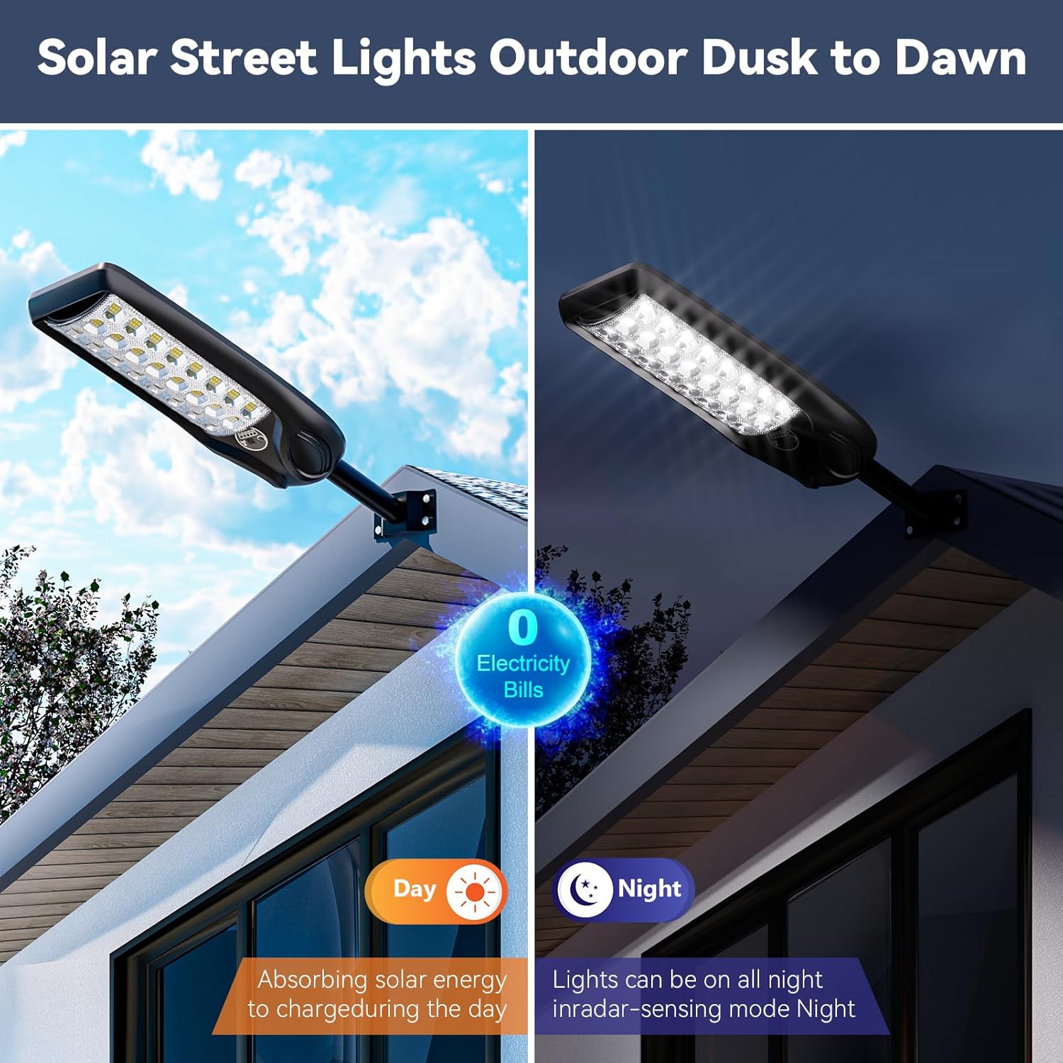 MMKT Solar Lights Outdoor, 8000W 3 Color Solar Street Lights, Commercial Solar Parking Lot Lights Waterproof Dusk to Dawn, Security Flood Lights with Motion Sensor for Yard, Basketball Court