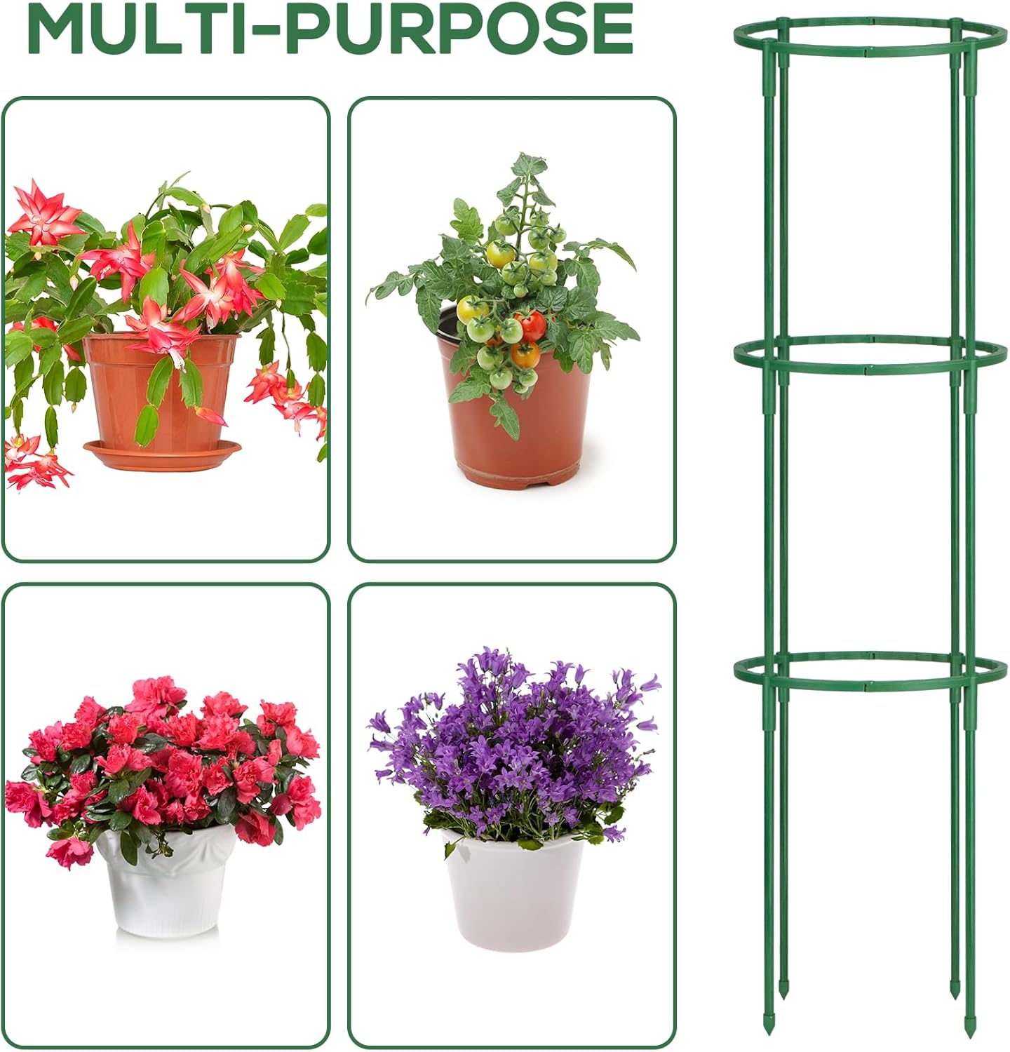 24 Pcs Plant Support Stakes, Half Round Plant Support for Indoor Plants, Stackable Garden Flower Support, Plant Stakes for Tomato, Monstera, Peony, Hydrangea Climbing Plants (6.2 "Wide X 11.6" High) - Image 6