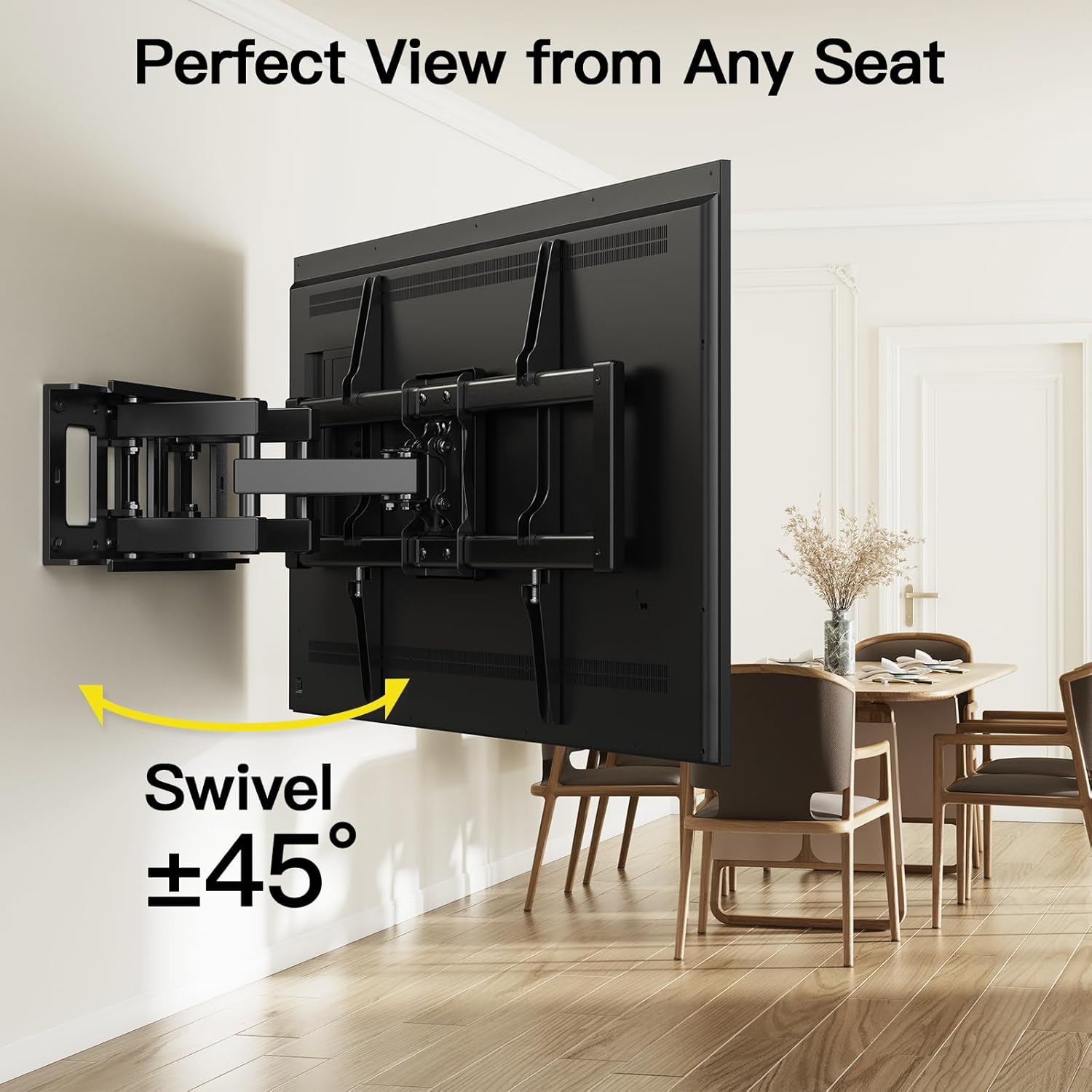 Alphamount Soporte TV Pared Movimiento Completo para Televisores 37 a 80 Pulgadas, Soporte TV Inclinable y Giratorio con Brazos Dobles, Máximo VESA 600×400 mm hasta 45 kg, APLF6 9