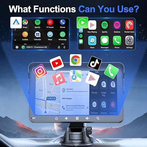 Miniatura 7 de Portable Wireless Apple Carplay & Android Auto Car Stereo with Voice Control,7 Inch Touch Screen Double Din Stereo with Bluetooth, Multimedia