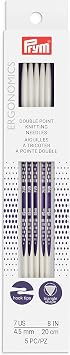 Prym Ergonomics 8-Inch Double-Point Knitting Needle, Size 7 5-Pack