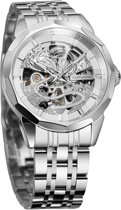 FORSINING Mens Automatic Self Winding Skeleton Popular Mechanical Wrist Watch