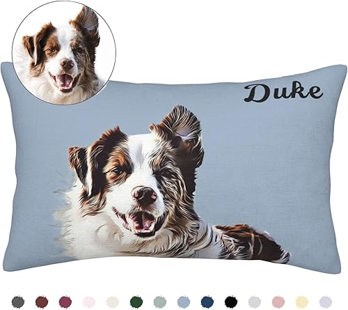 Funda de almohada personalizada con fotos de mascotas, funda de almohada personalizada de gatos y perros, funda de almohada de 16 x 24 pulgadas para