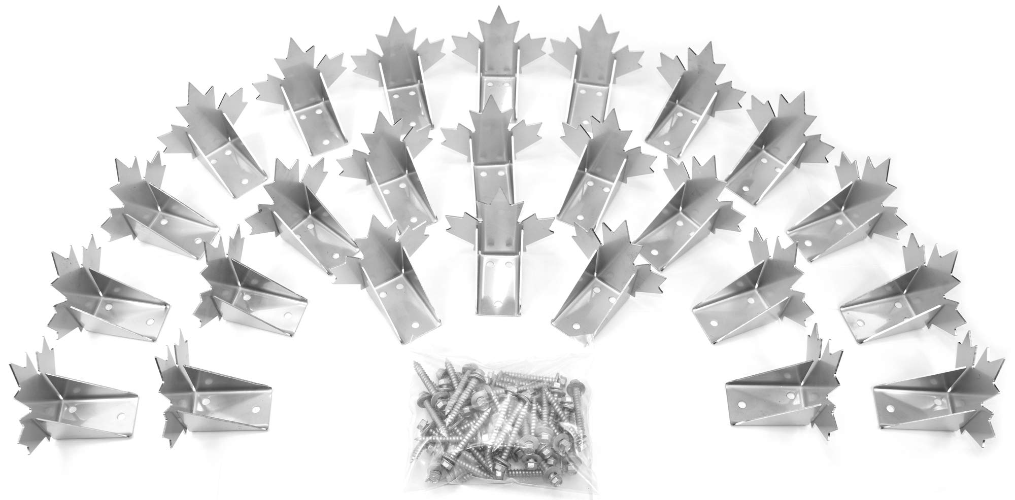 Decorative Snow Stops Stainless-Steel Maple Leaf Snow Guards for Metal Roofs (25 Pieces with Pads and Screws)