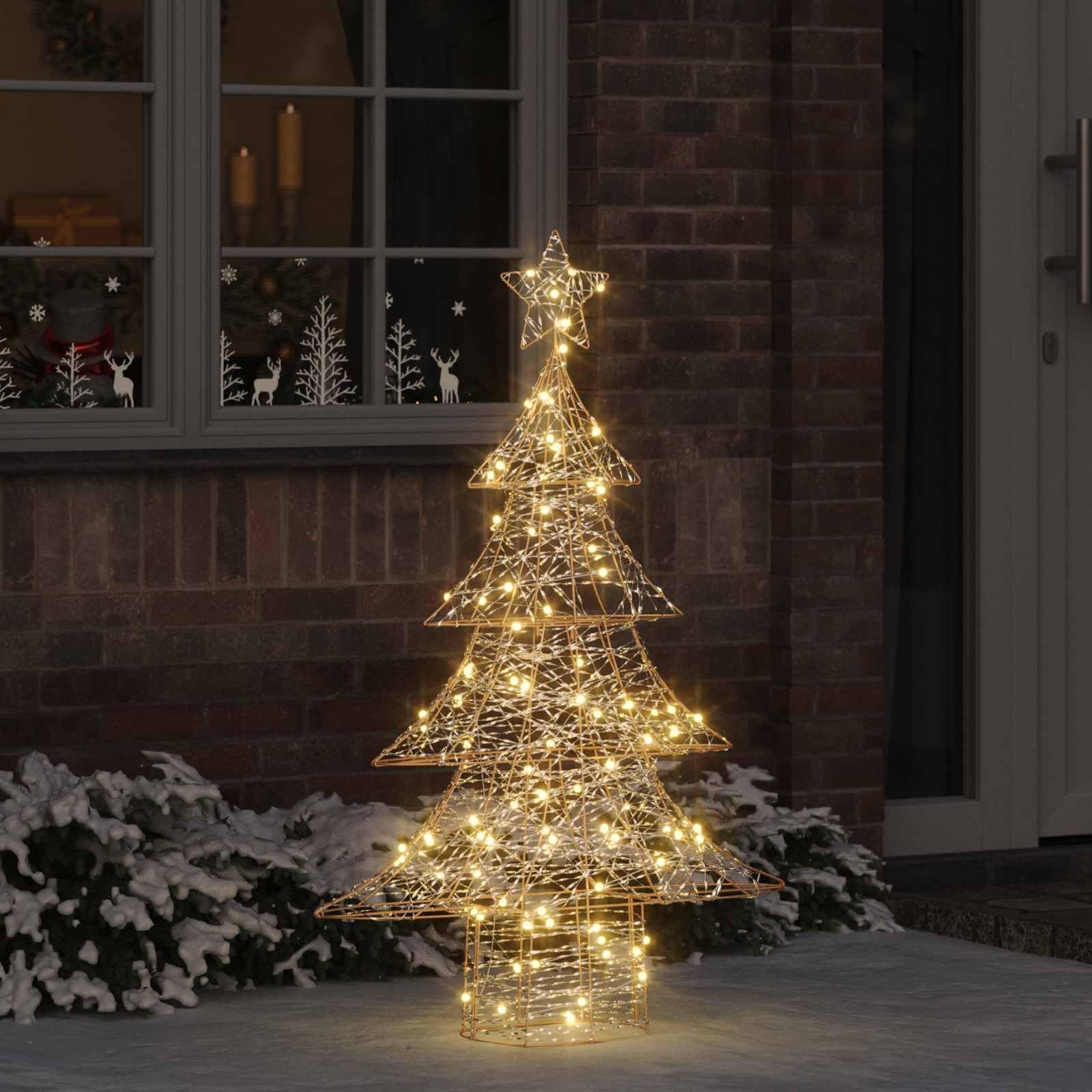 3D Weihnachtsbaum mit 120 LEDs warmweiß, PET Weihnachtsbaumschmuck, USB Betrieb, 120,5 cm hoch, mit fünfzackigem Stern, für Wohnzimmer Fenster Deko, Advent