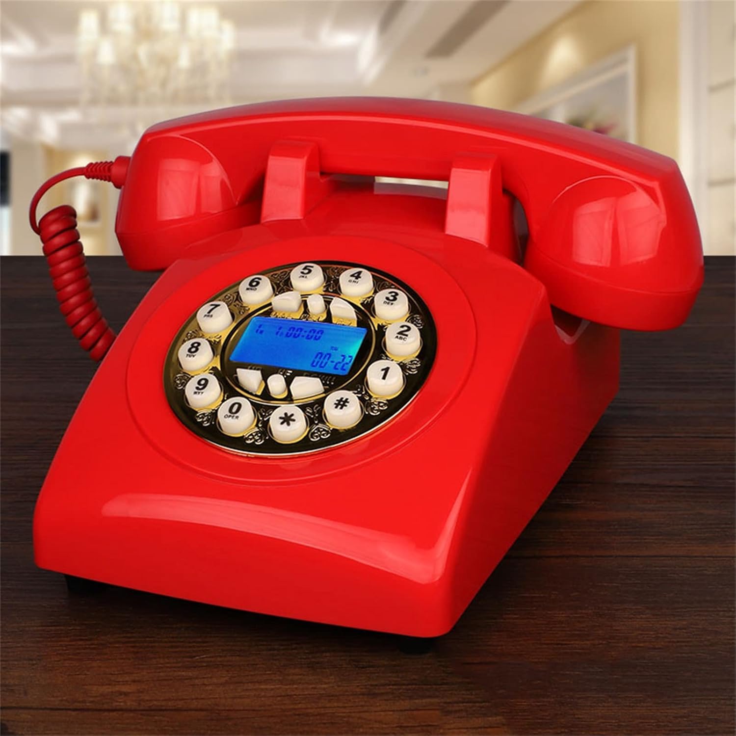 Decorative Telephones Retro Touch dial Phone, Vintage Telephone Vintage Rotary Dial Phone Desk Phone Antique Design Telephone Landline Phone Home Office Decor Telephone