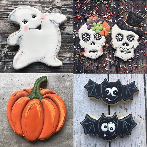 Miniatura 5 de LILIAO Juego de cortadores de galletas de Halloween, 7 piezas, cortadores de calabaza, calavera, murciélago, fantasma, sombrero de bruja, maíz de