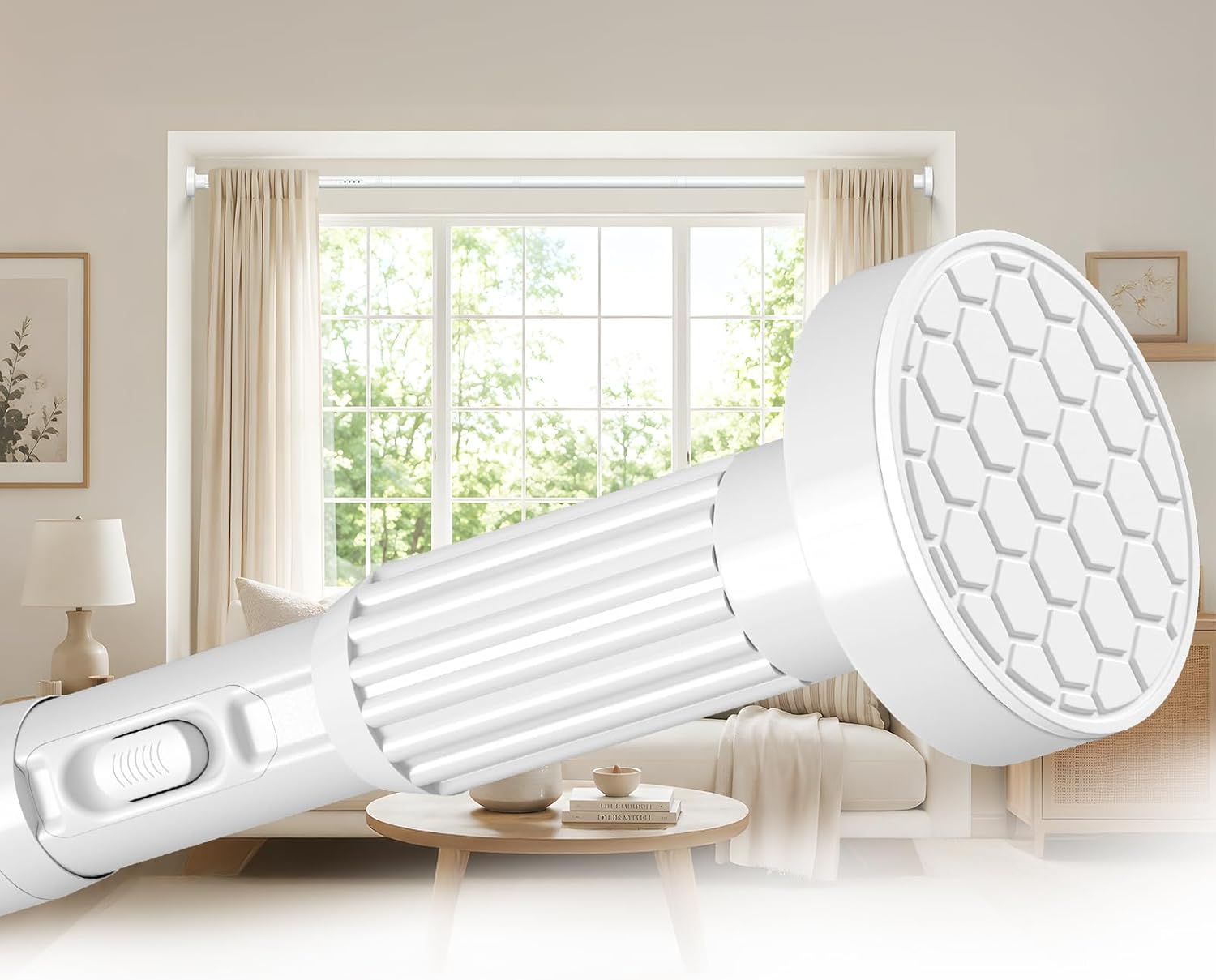 Tension Curtain Rod 20.2-93 Inches White Extendable Curtain Rod