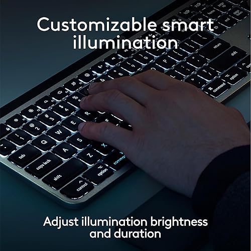 Miniatura 3 de Logitech MX Keys S para Mac, teclado inalámbrico, fluido, escritura precisa similar a una computadora portátil, teclas programables,