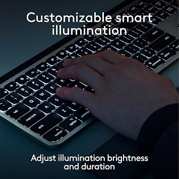 Logitech MX Keys S for Mac, Wireless Keyboard, Fluid, Precise Laptop-Like Typing, Programmable Keys, Backlit, Bluetooth USB C Rechargeable for MacBook Pro, MacBook Air, iMac, iPad - Space Grey