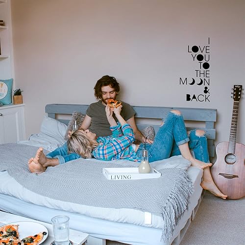 Calcomanía de vinilo para pared, con texto en inglés "I Love You to The Moon and Back", 21 x 10 pulgadas, calcomanías inspiradoras para decoración