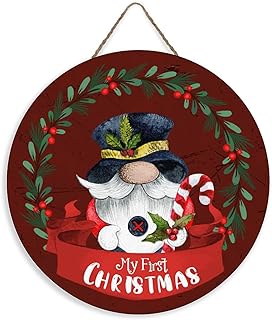 Christmas Gnomes Home Décor Signs Vintage Round Established Wood Sign Positive Santa Clause Wall Art Wood Plaque Sign Home Decor for Room Cabin 12x12 Inch