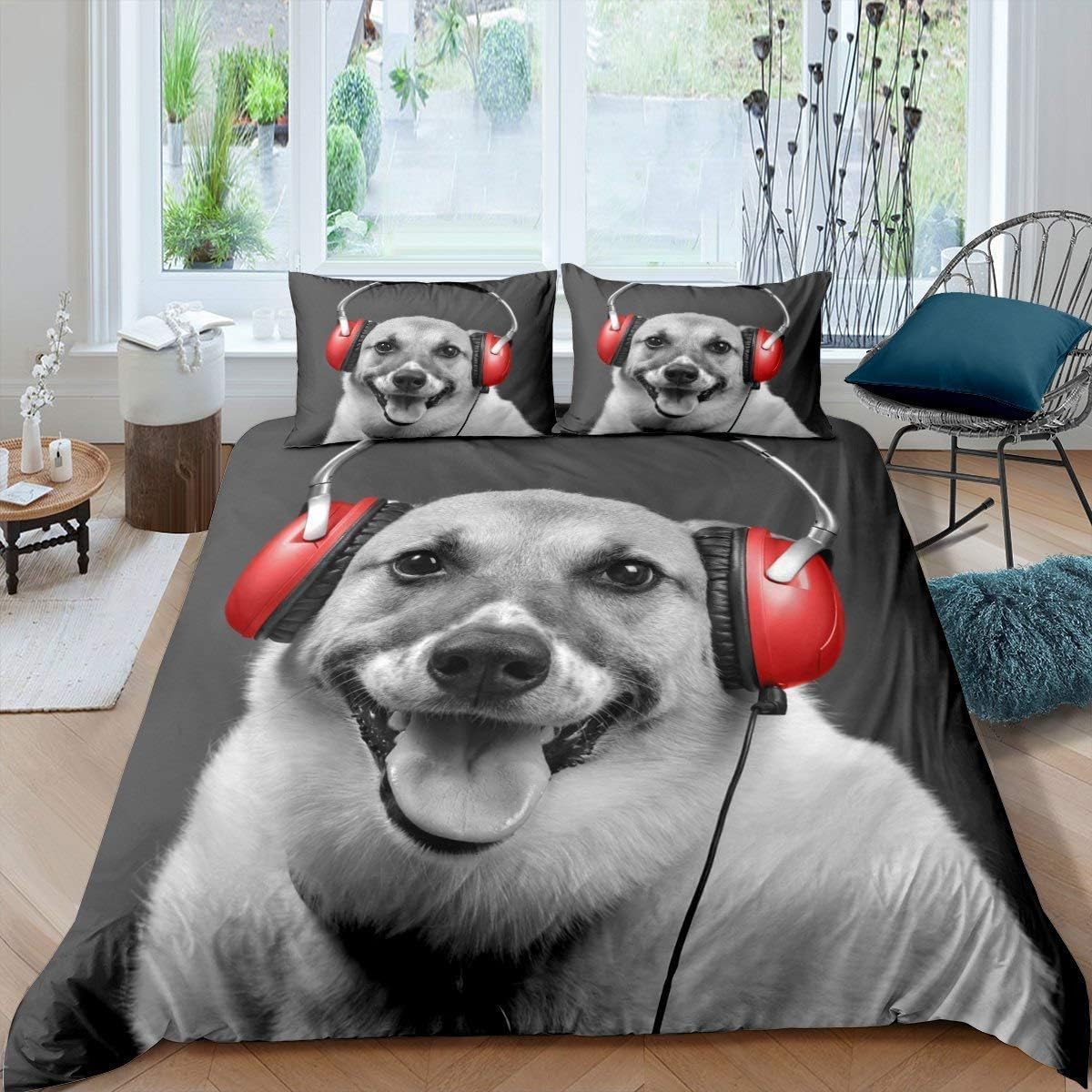 Housse de couette 220x240 chien avec fermeture éclair pour un lit double toujours impeccable