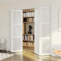 Vista 11 de Puerta doblada, puerta de armario con panel de vidrio esmerilado individual, para apertura de puerta de 30 x 80 pulgadas, adecuada para armarios e