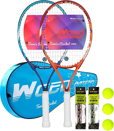 Miniatura 8 de Raqueta de tenis para niños de 19 pulgadas, 23 pulgadas, 25 pulgadas, raqueta de tenis para jóvenesjóvenes con bolsa de transporte de pelotas de