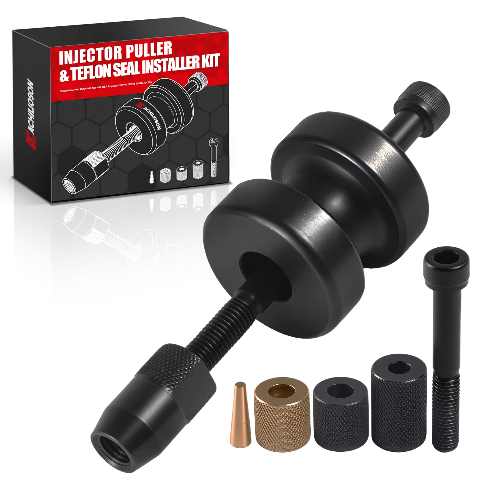 Injector Puller &amp; Teflon Seal Installer Kit for BMW N14 N18 N54 N63 Diesel Engines, Replaces 130192, 130193, 130194, 130195
