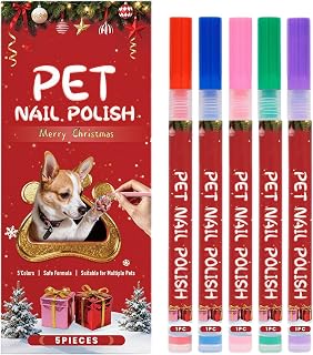 Cat Nail Polish - Waterproof 5-Piece Quick-Dry - Christmas Doggy Nail Polish Set for Puppy Kitten Small Large Breed Pet Daily Travel Grooming Styling Holiday Birthday