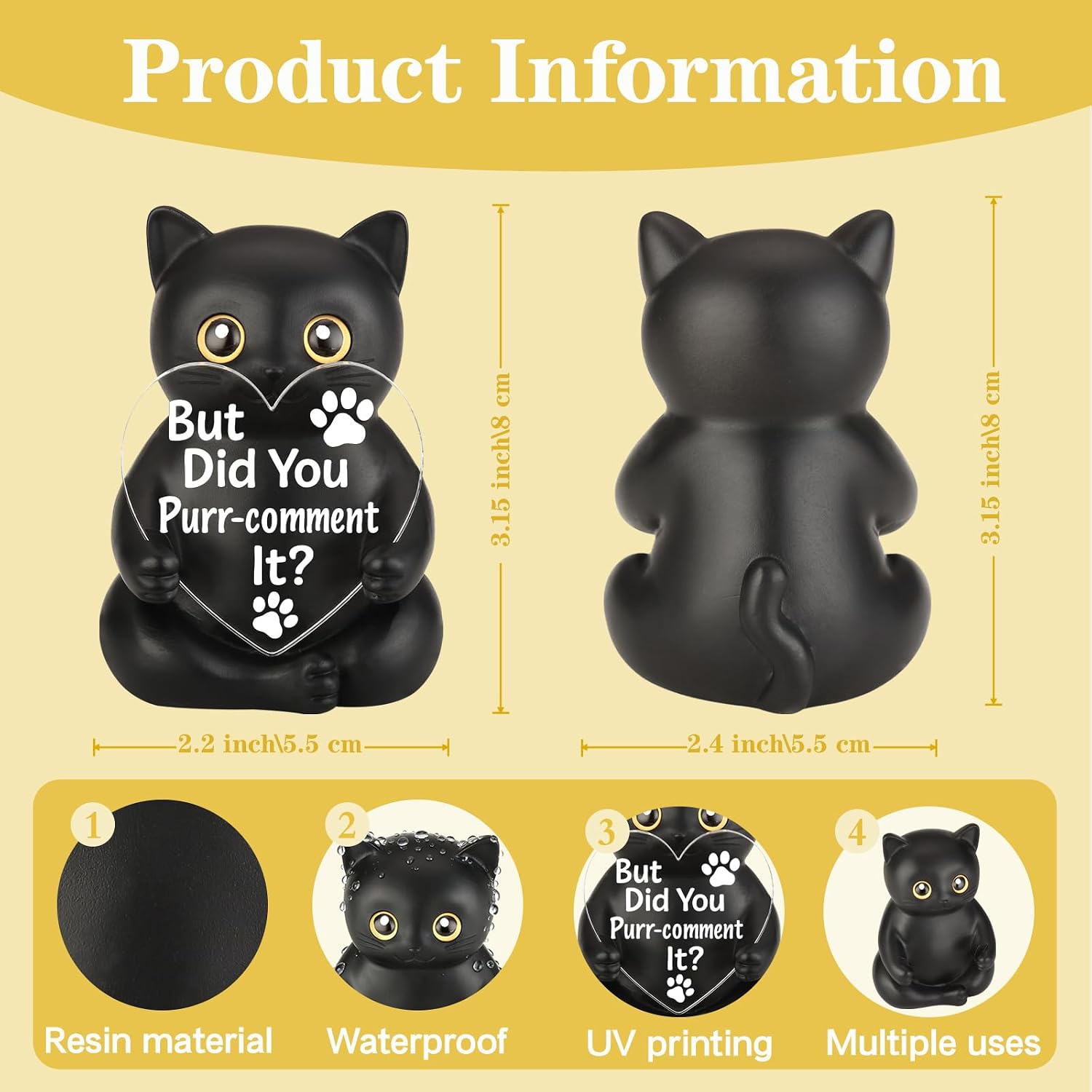 FOUGSTA But Did You Document It Kitty Figurine, Humorous Desk Decor for Cat Lovers, Funny Cat Office Gift for Programmers, Office, Workers, Stress Relief Present, Unique Resin Animal Statue, XXS23 image 2
