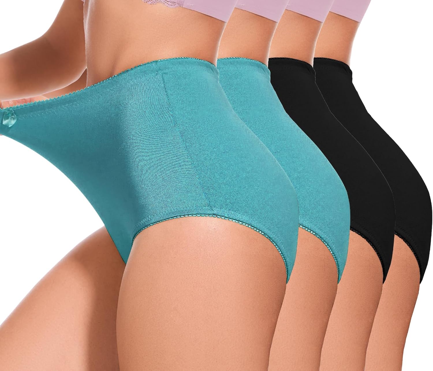 4Pack Women's High-Waist Light Tummy Control Girdle Panties Full Coverage Underwear Ladies Panties for Women