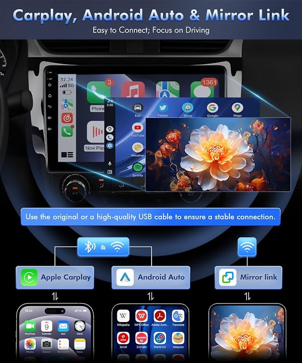 VQU 8Core Car Radio for Nissan Sentra 2013 to 2019 Stereo Apple Carplay Android Auto, 10.1" IPS Touch Screen for Sentra GPS Navi FM RDS DSP BT 5G WiFi SWC Camera, Fit BO.SE & Large Screen, 4G+64G by VQU - Image 3