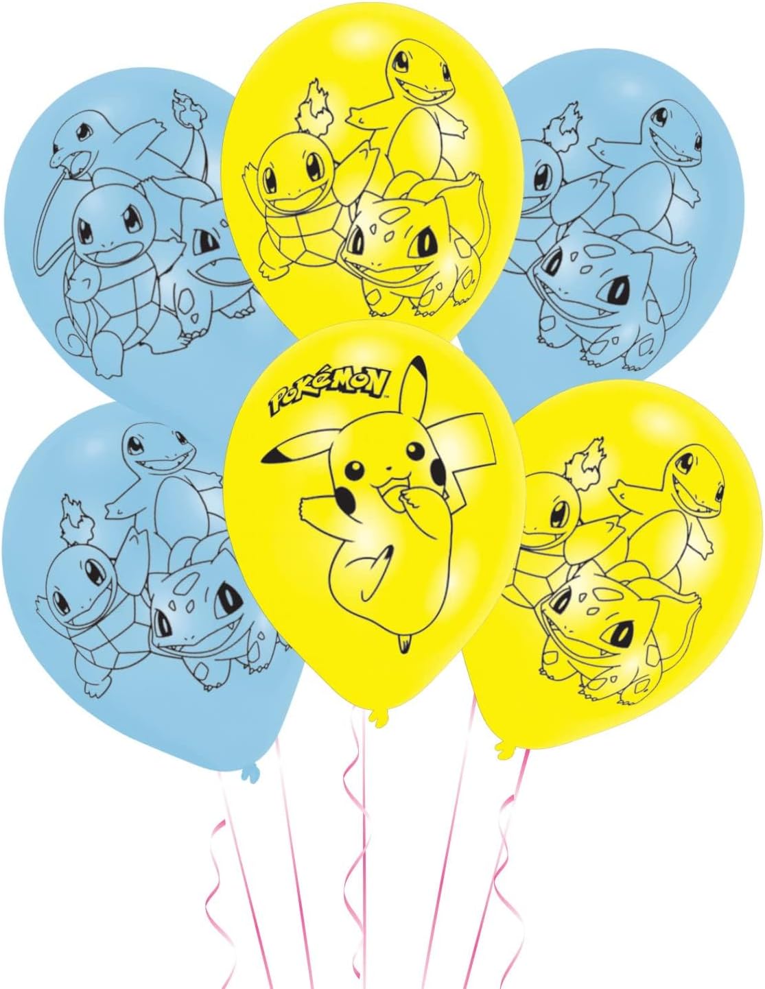 (PKT) Child Pokemon 4 Sided Latex Balloons 11"/27.5cm (6pk)