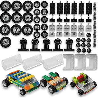 HUIZDQ Set of 120 Wheels and Axles Car Tyres Chassis Parts Building Blocks Compatible with Major Brands Boys and Girls from 6 Years Including wheels windshield traffic light vehicle and truck parts classic parts and accessories
