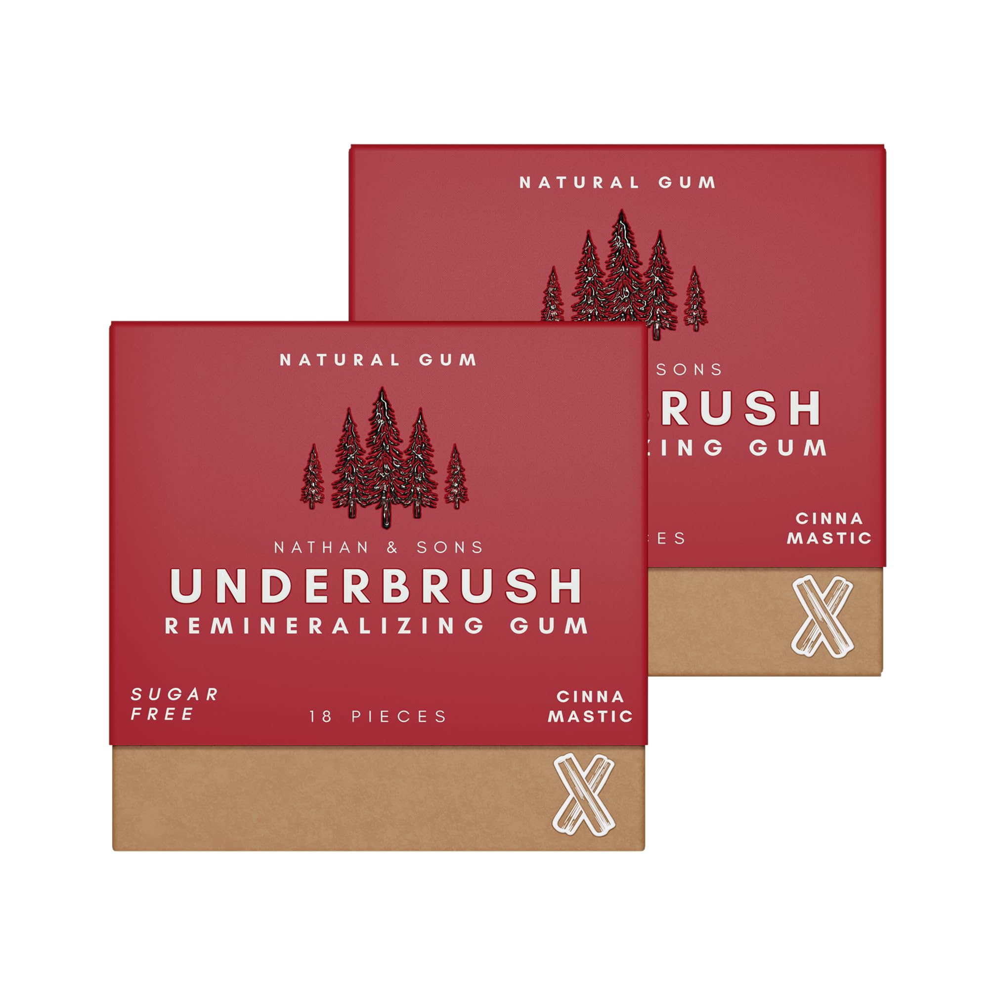 Underbrush Cinna-Mastic Remineralizing Gum, Sugar Free Xylitol, 2 Pack