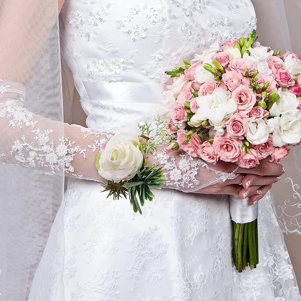 Wedding Supply Bridesmaids Wrist Flower Sisters Hand Artificial Pearl Cloth Deco