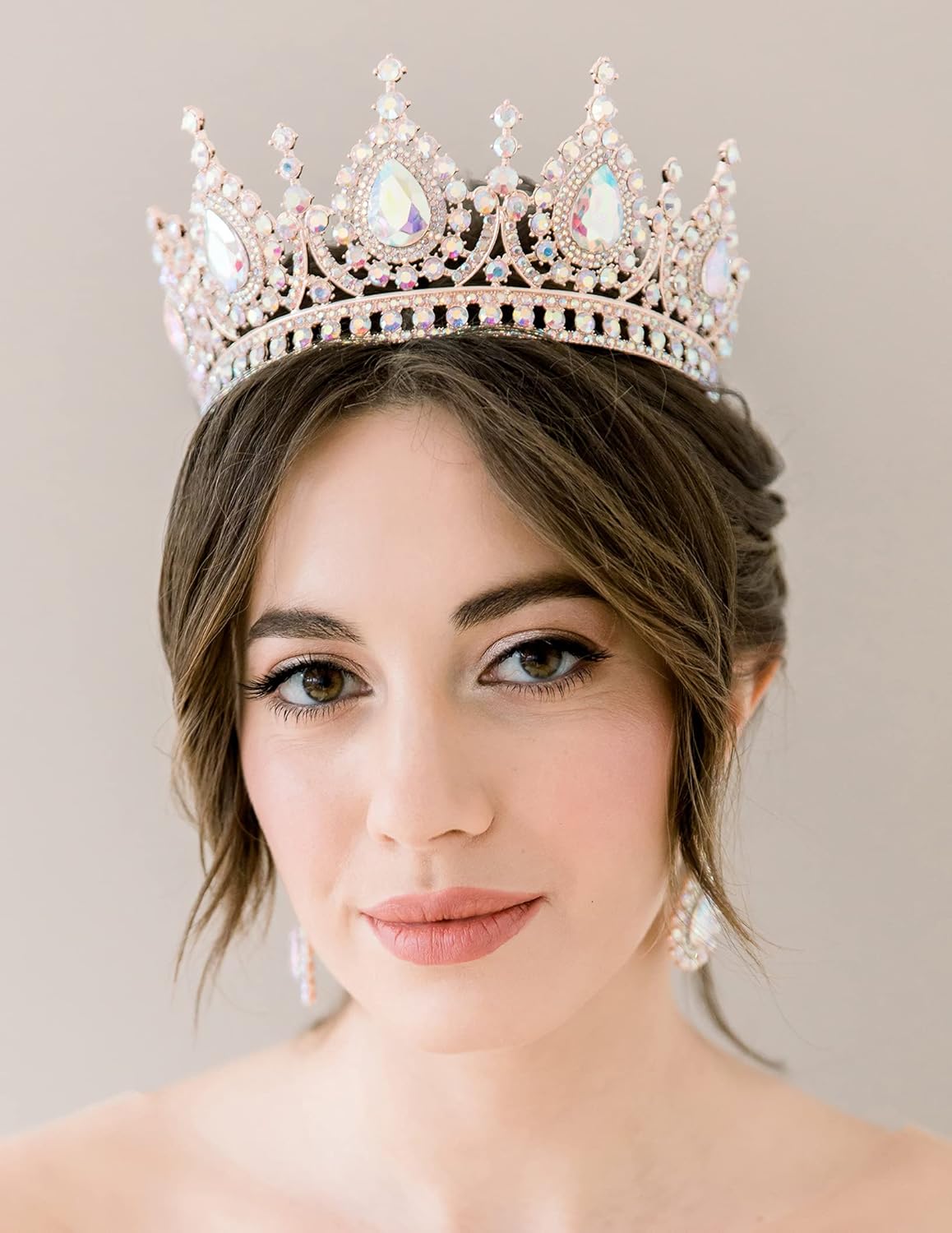 SWEETV Baroque Tiaras and Crowns for Women, Crystal Wedding Tiara for Bride, Rhinestone Queen Crown Earrings Set, Costume Jewelry Accessories for Prom Birthday Party,Multicolored : Beauty & Personal Care