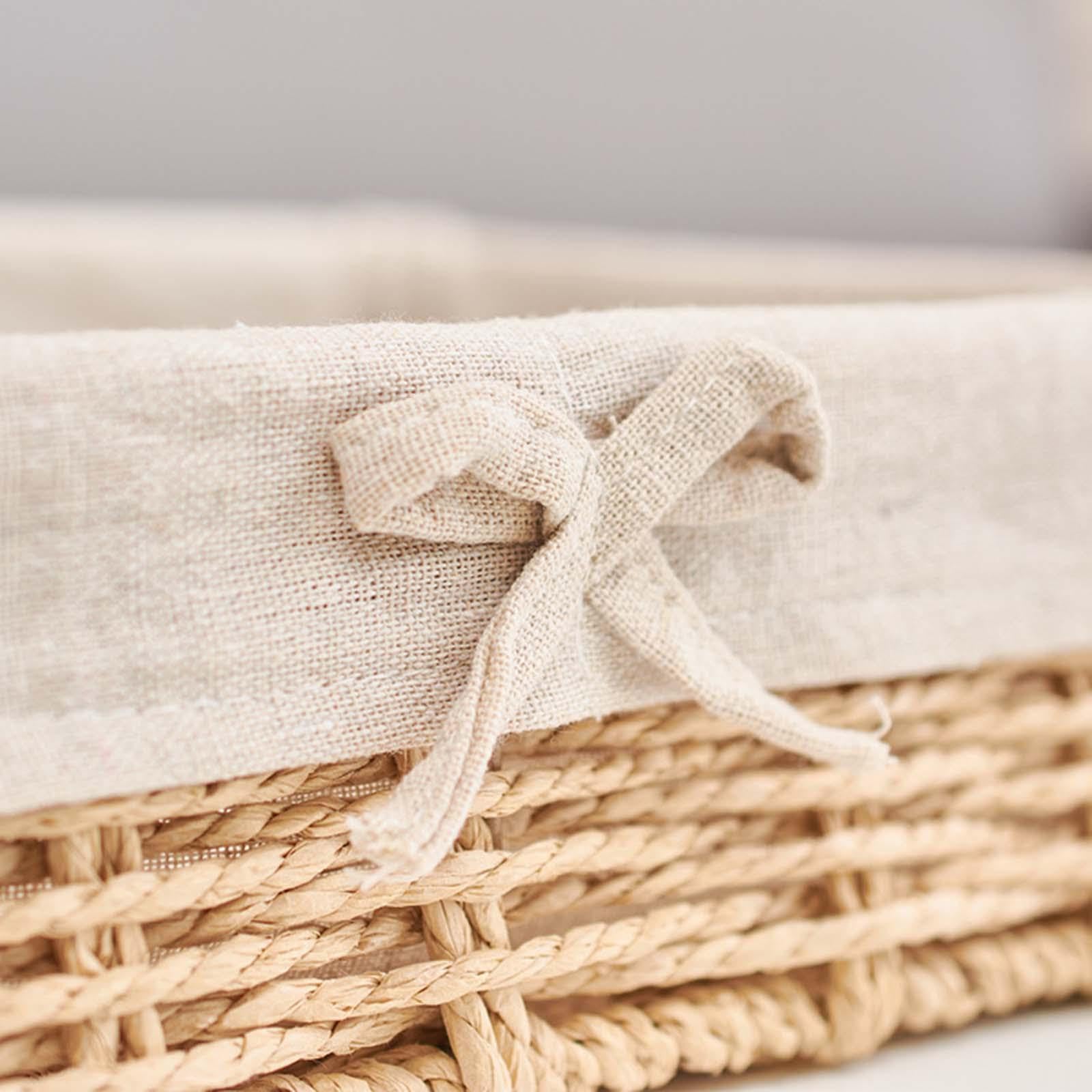 Gewebte Körbe, stapelbar, Papierseil, Aufbewahrungskorb für Snacks, Kosmetik, Mittagessen, 30 x 20 x 7 cm, Beige, 30 x 20 x 7 cm, 5 Stück