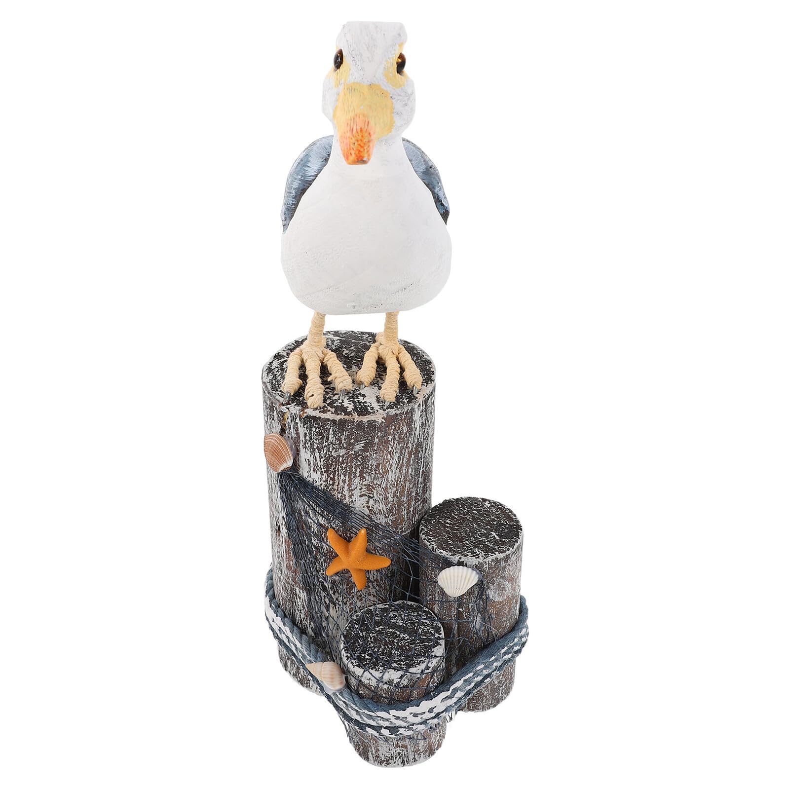 Figurine oiseau marin en bois sculpté main, décoration style nautique