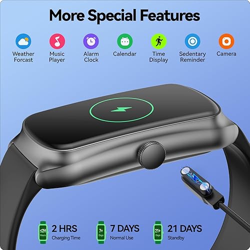 Miniatura 7 de AMOLED Fitness Tracker Watch with 247 Heart RateSpO2Sleep Monitor, IP68 Waterproof Smart Watch, Step Calorie Counter Pedometer Swimming Health