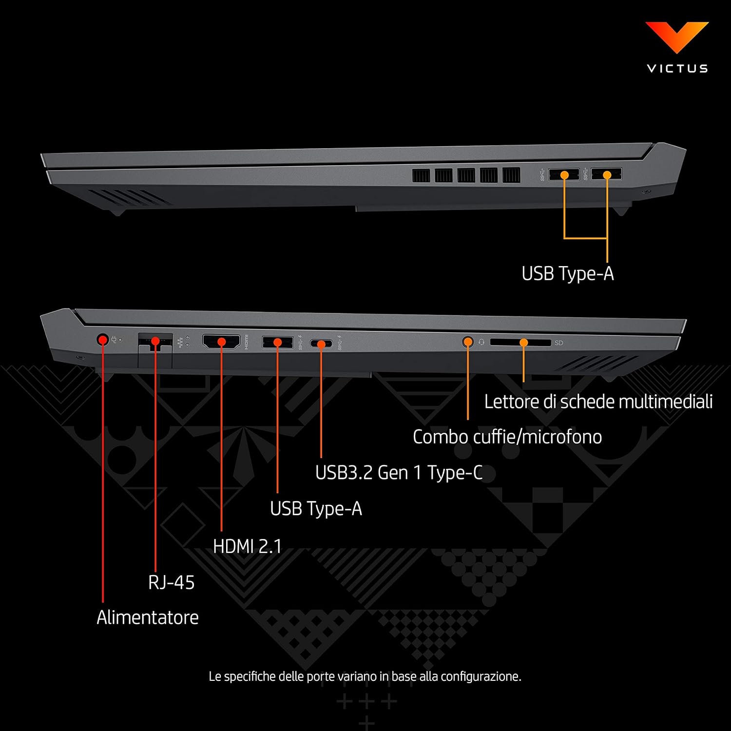 HP - Gaming Victus 16-e0042nl Notebook, AMD Ryzen 5 5600H, RAM 16 GB, 512GB SSD NVME PCIe M.2, Display 16,1 FHD 60Hz IPS, Scheda Grafica Nvidia RTX 3050 da 4GB, Wi-Fi 6, BLE 5.2, Windows 11, Nero