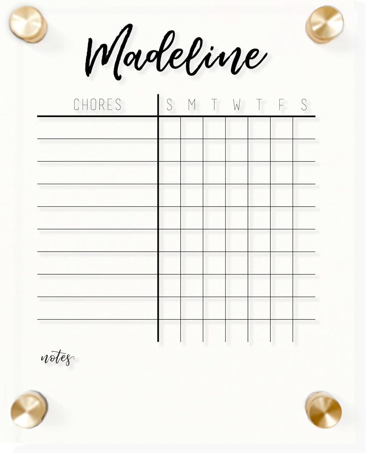 Circle & Square Decor Clear Acrylic Chore Chart Board for Kids,Teens & Adults - Personalized and Easy Dry Erase with Marker (11"x14", Traeger)
