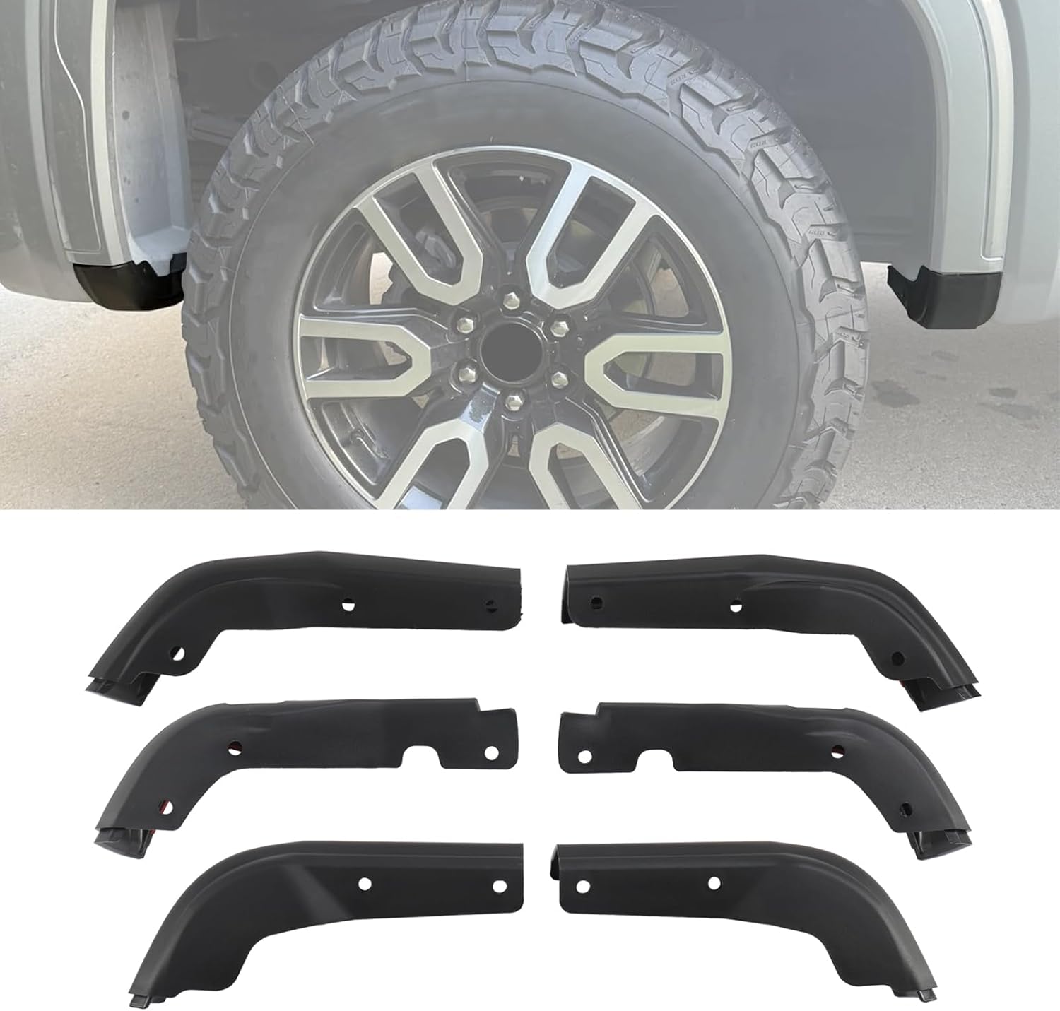 Mud Flap Delete for GMC Sierra 1500 2019-2025 Front & Rear 6Pcs Mud Guard Delete (Not Fit for AT4X AEV Models)
