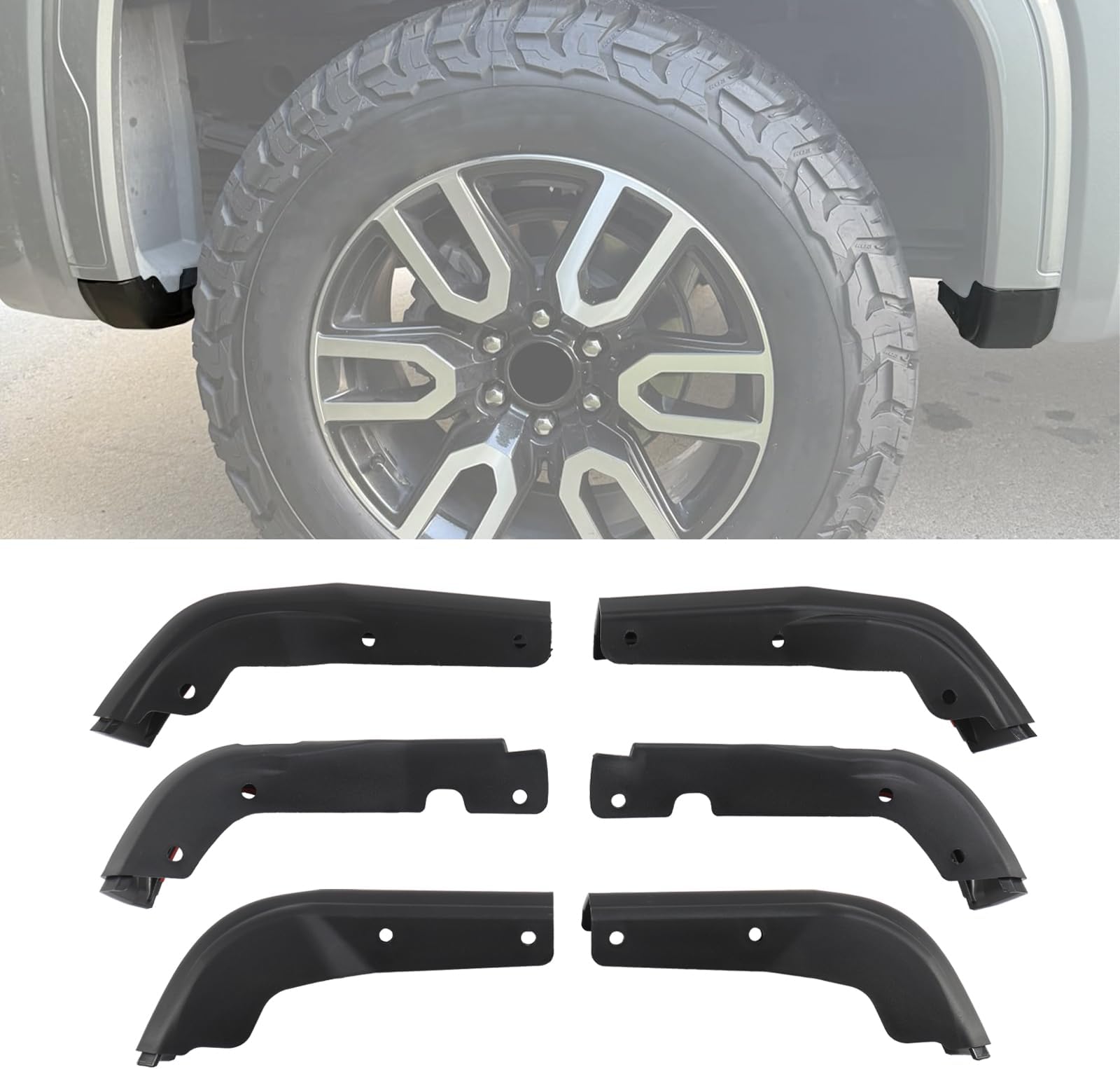 Mud Flap Delete for GMC Sierra 1500 2019-2025 Front & Rear 6Pcs Mud Guard Delete (Not Fit for AT4X AEV Models)