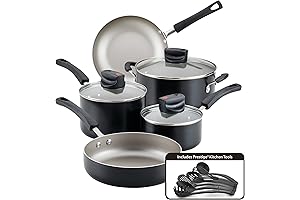 Farberware Smart Control Nonstick Cookware Pots and Pans Set, 14 Piece, Black