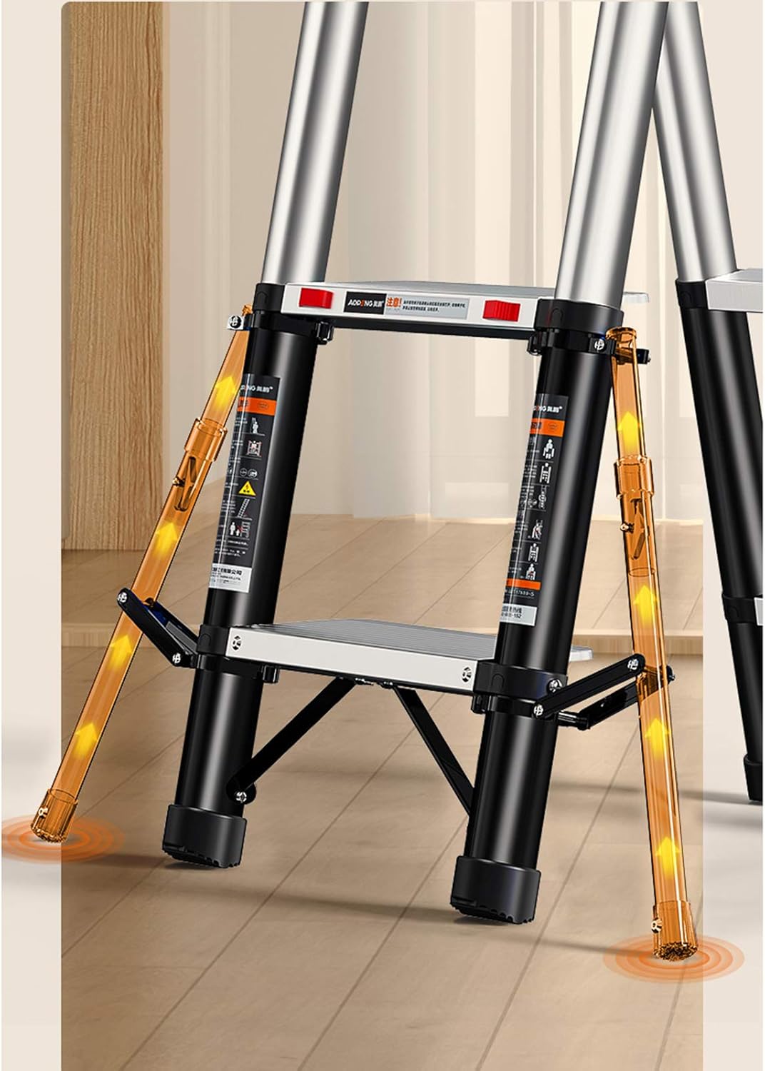 Step Stool Stepladders Telescopic Ladders, Aluminum Telescopic Extension Tall Multi Purpose Loft Ladder Portable Folding Steps/44X78X106Cm
