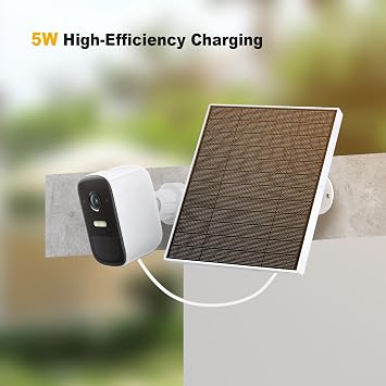 Solar Panel for Eufy Camera, 5W Solar Panel Charger Compatible with EufyCam, 5V Solar Panel with 9.8ft Charging Cable, IP65 Waterproof, Adjustable Wall Mount(1 Pack)
