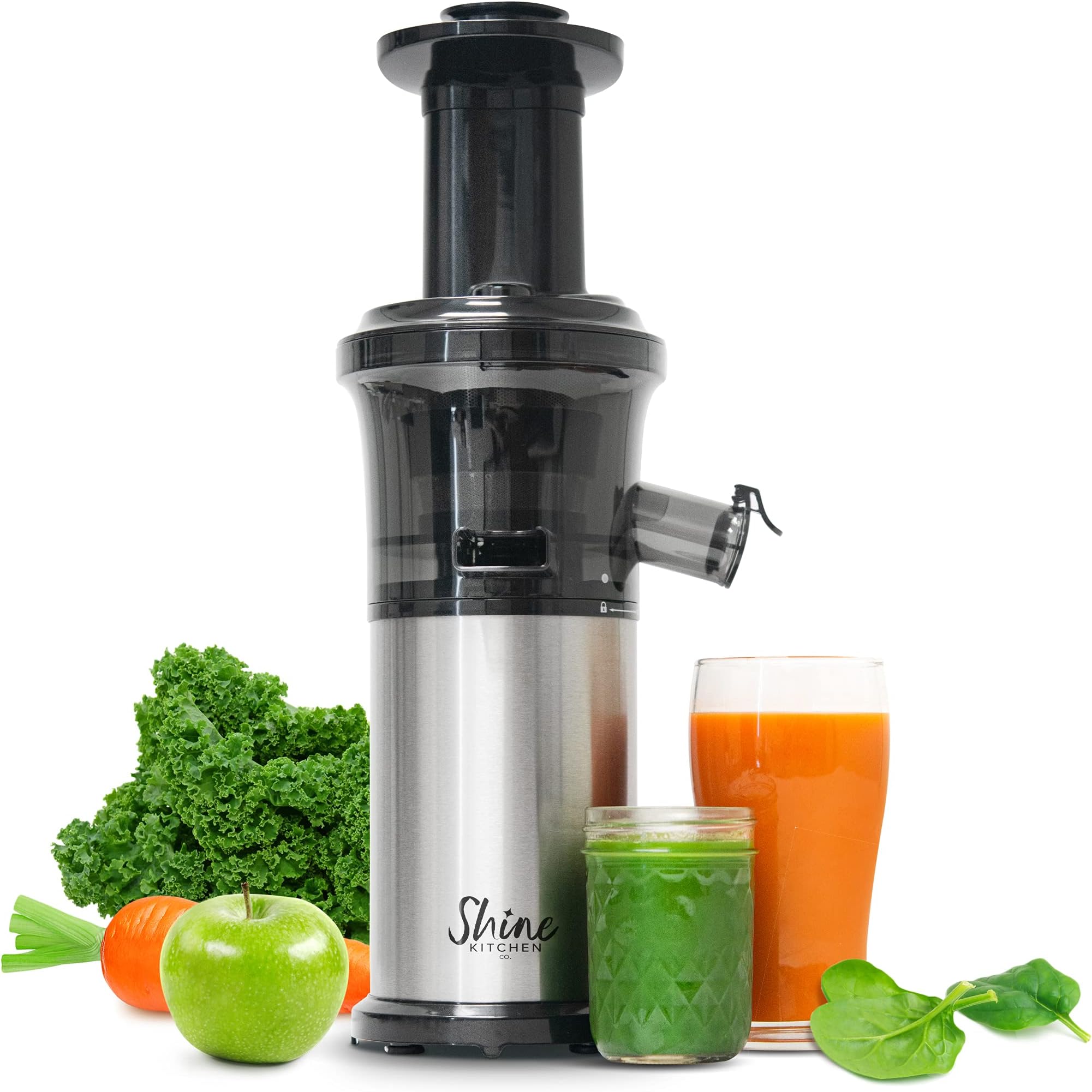Shine Kitchen Co SJV-107-A Cold Press Slow Masticating Juicer, Stainless Steel
