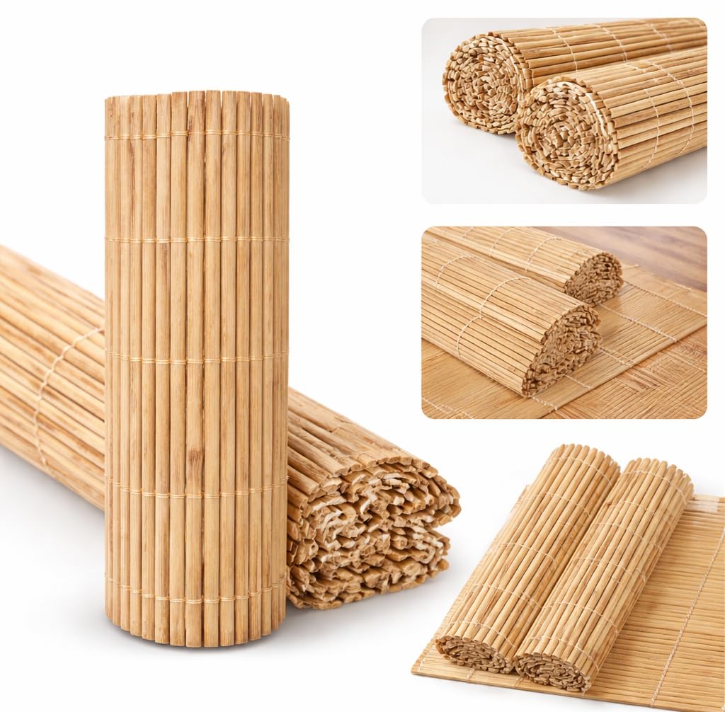 Midway Center Bamboo Fence Screening, Natural Slat Panels for Outdoor Garden Privacy, Wind and Sun Protection (H: 2M x L: 4M)
