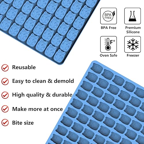 Miniatura 6 de Amyandone Molde de gato de dibujos animados, 91 cavidades, mini moldes de silicona con forma de animal para chocolate, dulces, fondant para