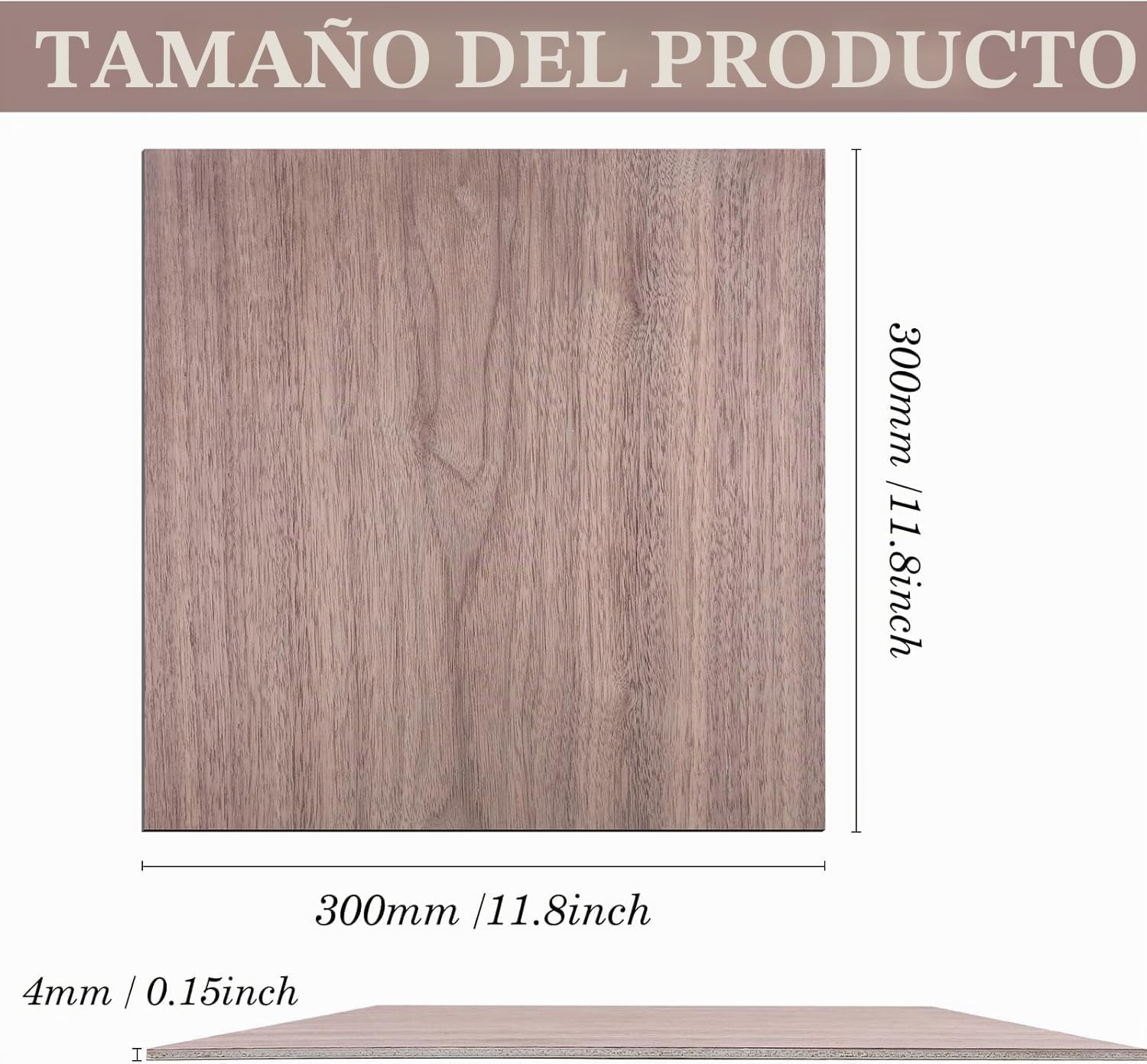 Placa de madera contrachapada de 3 mm, 300 x 300 mm, 6 unidades, madera de nogal, corte a medida, sin tratar para bricolaje, modelismo, grabado láser, grabado láser, madera, pintura CNC