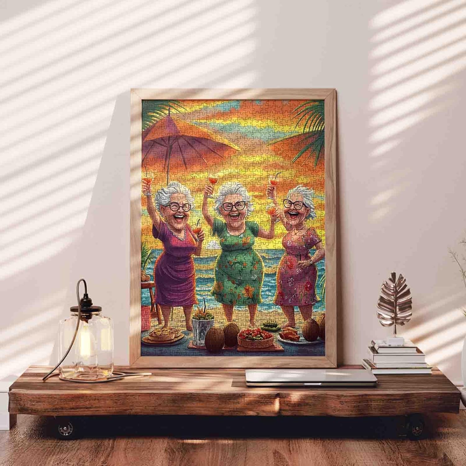 Laughing Ladies Jigsaw Puzzles for Adult 1000 Piece Old Woman Puzzles Wall Decor Happy Grandma’s Key Puzzles Sunday Outing Funny Jigsaw Puzzle 20''x27”inch Family Game Challengings, Friendship Gift