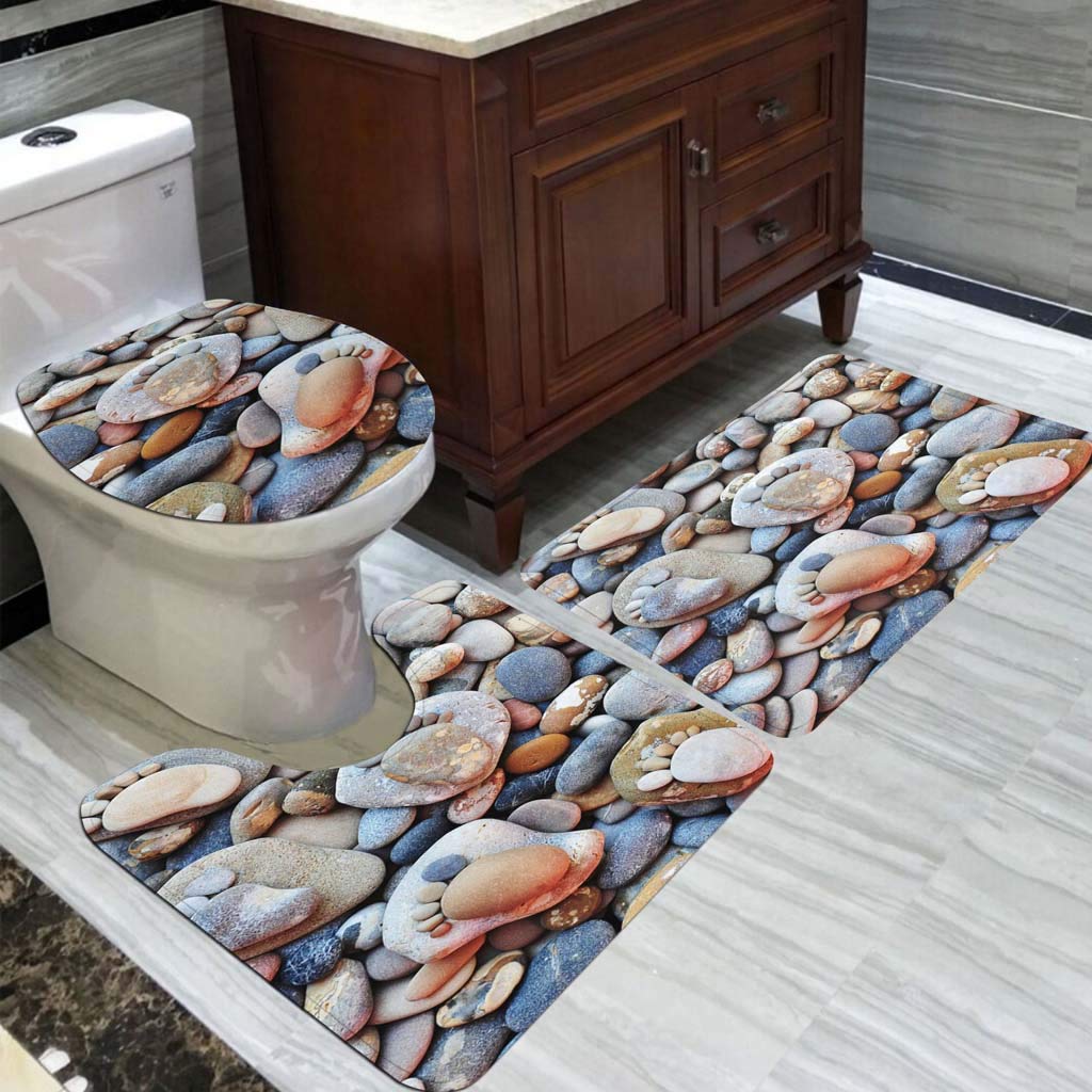 Tapis de sol absorbant antidérapant en trois pièces pour entrée et bain