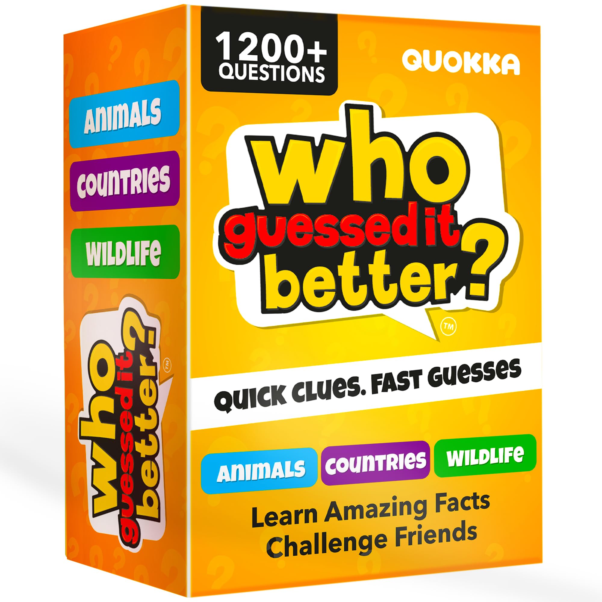 QUOKKA Who Guess It Better Game Set – Animals & Countries Educational Game With Visual Clues, 3 Card Sets Bundle, Screen-Free Travel Games For Kids Ages 6+