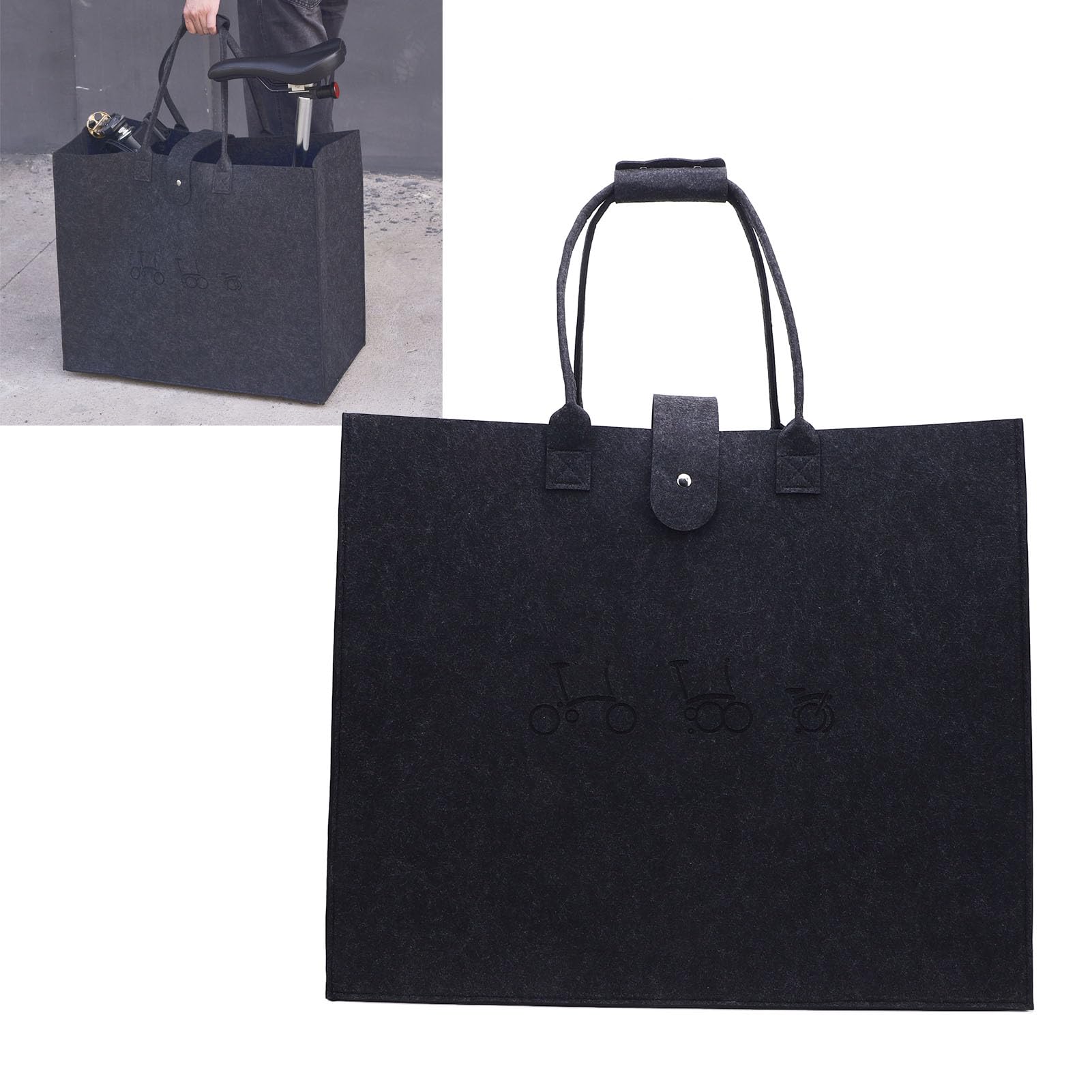 Bolsa de Transporte Plegable para Bicicletas, Estuche de Transporte No Tejido Versátil para Accesorios de Bicicletas de 16 Pulgadas para Viajeros en Trenes de Alta Velocidad (Gris Oscuro)