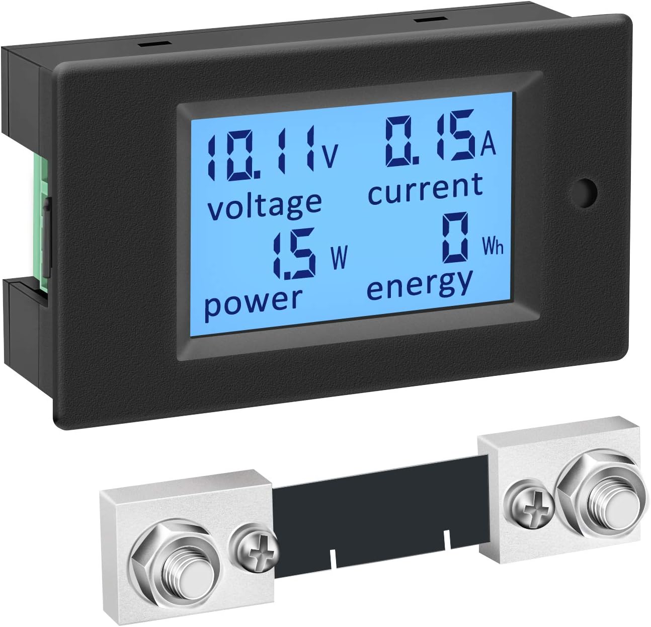DROK DC Power Meter, 8-100V 100A Volt Amp Watt Meter, LCD Display Multimeter Voltage Current Energy RV Battery Monitor Voltmeter Ammeter Wattmeter with 100A Battery Shunt