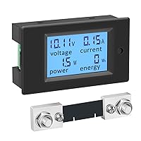 Vista 8 de Polímetro digital de DROK, DC 6.5-100 V, 100 A, medidor de voltaje, amperaje, potencia, pantalla digital LCD para medir la corriente, 1